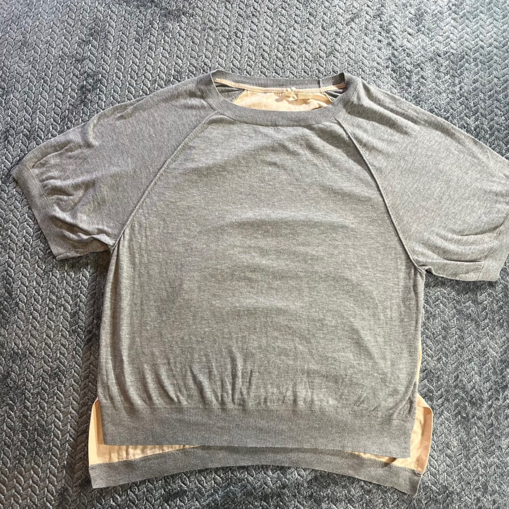 Anthropology MOTH‎ Grey /Tan Raglan Sleeve Tunic Top Size S